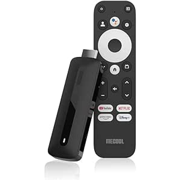 MECOOL KD3 4K Google TV Stick Android 11 Netflix sertificēts multivides straumēšanas atskaņotājs, Google Assistant balss tālvadības pults, Chromecast, Prime Video, Youtube, Bluetooth, 4K HDR, divjoslu WiFi