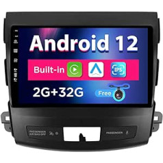 BXLIYER Android 12 IPS automašīnas radio, kas piemērots Mitsubishi Outlander (2008-2015) - Iebūvēts CarPlay / Android Car - Bezmaksas atpakaļgaitas kamera - 2G + 32G - Stūres vadība DAB Fast-Boot WiFi - 2 DIN 9