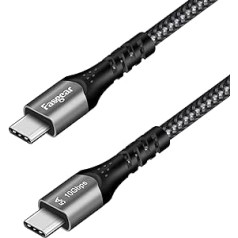 Fasgear USB C – C tipa kabelis, USB 3.1 C Gen 2 ātrās uzlādes kabelis, 100 W 20 V/5A barošanas avots, 10 Gbps datu pārsūtīšana, 4K@60 Hz video izeja, saderīgs ar C tipa ierīcēm (3 m, melns)