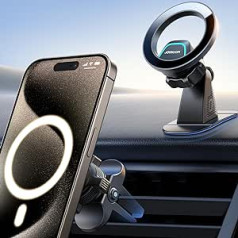 JOYROOM mobilā tālruņa turētāja automašīnas magnēts ar 20 x N55 magnētiem, 2-in-1 automašīnas turētājs ar MagSafe, magnētiskais mobilā tālruņa turētājs automašīna iPhone 15 14 13 12 un MagSafe futrālim un visiem tālruņiem