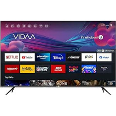 SMART TECH 4K-UHD LED 43 collu (109 cm) VIDAA viedais televizors 43UV10V1, četrkodolu, 1,5 G/4G, DVB-T2/C/S2, WIFI-2T2R, H.265, Dolby Audio, 3xHDMI, 2xUSB, Netflix// YouTube, Premium Video o/Google Assistant, melns