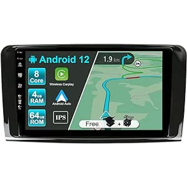 JOYX Android 12 IPS automašīnas radio piemērots Mercedes Benz ML GL W164 klasei - [4G+64G] - Iebūvēts DSP/Carplay/Android automašīna - Kamera + mikrofons - 9 collu 2 DIN - Stūres vadība WiFi DAB 360-Cam Fast