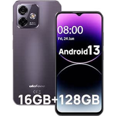 Ulefone Note 16 Pro mobilais tālrunis bez līguma, 16 GB + 128 GB Android 13 viedtālrunis 4400 mAh ar 50 MP kameru 6,52 collu HD+ 5 GHz WiFi Dual SIM/Face ID/4G/GPS/OTG/2 gadu garantija violeta