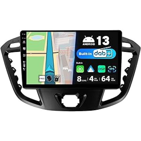 JOYX Android 13 IPS automašīnas radio — [iebūvēts DAB] — der Ford Tourneo Transit Custom (2013-2021) — bezvadu Carplay/Android Car — 4G + 64G — kamera + mikrofons — 9 collu 2 DIN —SWC DSP Fast-boot 360 Kamera