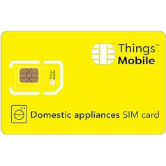 Daten-SIM-Karte für ELEKTROGERÄTE — Things Mobile — mit weltweiter Netzabdeckung und Mehrfachanbieternetz GSM/2G/3G/4G. Ohne Fixkosten und ohne Verfallsdatum. 10 € Guthaben ieskaitot
