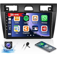 2G + 64G Android 13 automašīnas radio priekš Ford Fiesta Mk VI 5 Mk5 2002-2008 ar bezvadu Apple Carplay Android Car, 9 collu skārienekrāns ar GPS navigāciju WiFi Bluetooth Mirror Link FM/RDS radio + AHD aizmugurē