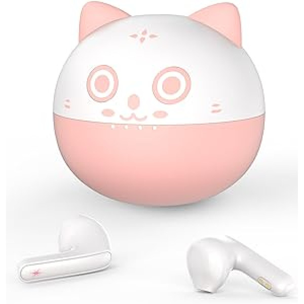 Togetface rozā ausu aizbāžņi, Cute Kitty Cat Bluetooth 5.0 ausu aizbāžņi ar mikrofonu, 32 stundu atskaņošanas laiks, skārienvadības In-Ear True bezvadu austiņas, viegla augstākās kvalitātes skaņa, dāvana meitenēm