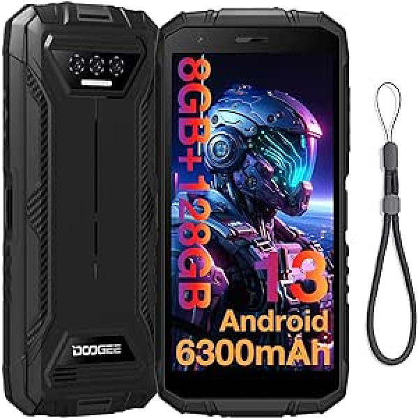 DOOGEE S41 Plus Robustes viedtālrunis 2024, 8 GB RAM + 128 GB ROM/TF 1 TB Robuste Telefons, 6300 mAh-Mobiltelefons, 5,5-Zoll-HD+-Bildschirm Android 13-Telefon, IP68 wasserdichtes Telefon entsperrt