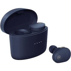 Yamaha TW-E5B True Wireless Earbuds — austiņas uzlādes futrālī ar patiesu skaņu, aptX Adaptive, spēles režīmu, apkārtējo skaņu, klausīšanās funkciju un iebūvētu mikrofonu — zilā krāsā