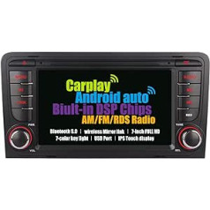 Paredzēts Audi A3 8P 8P1 S3 8P RS3 Sportback Windows CE automašīnas radio, integrēts bezvadu Carplay un bezvadu Android Car, ar DSP zemfrekvences skaļruni SWC Bluetooth AM FM RDS radio, 7 collu Full HD IPS ekrānu