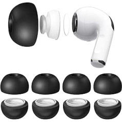 Seltureone 4 pāri atmiņas putu ausu aizbāžņi ierīcēm AirPods Pro un AirPods Pro 2 (atbalsta adaptīvo caurspīdīguma režīmu), labāka trokšņu slāpēšana, neslīdoši, ērti ausu aizbāžņi (M, melni)