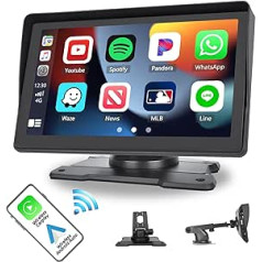 12V-26V bezvadu Carplay digitālais multivides displejs, 7 collu skārienekrāna pārnēsājams automašīnas radio ar GPS Bluetooth FM radio uztvērēju TF USB spoguļa saite