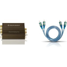 Oehlbach Phono PreAmp Pro - Phono Preamp - Metallic Brown & Ice Blue 50 - Stereo Audio Cable RCA Cable Set - 2 x RCA / 2 x RCA - 2x Shielding, OFC Copper - 2 x 0.50 m - Blue/Transparent