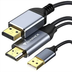 HDMI uz DisplayPort kabelis, 4K 60Hz HDMI uz DP kabelis ar audio, HDMI uz displeja porta kabelis, HDMI ieejas uz DisplayPort izvades pārveidotāja kabelis personālajam datoram, monitoram, NS, Xbox, Dex Pad, 2 m vienvirziena