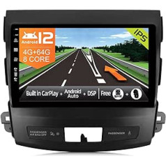 JOYX Android 12 automašīnas radio, kas piemērots Mitsubishi Outlander (2008-2015) - [4G+64G] - Iebūvēts DSP/Carplay/Android automašīna - LED atpakaļgaitas kamera bez MIC - 9 collas - ar stūres vadību 4G WiFi