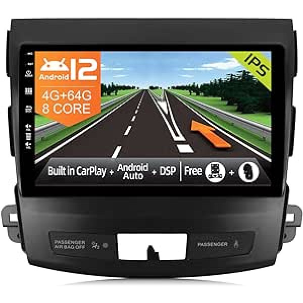 JOYX Android 12 automašīnas radio, kas piemērots Mitsubishi Outlander (2008-2015) - [4G+64G] - Iebūvēts DSP/Carplay/Android automašīna - LED atpakaļgaitas kamera bez MIC - 9 collas - ar stūres vadību 4G WiFi