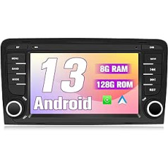 Automašīnas radio Android radio priekš Audi A3 2 8P 2003-2013, Ponskoy 7 collu auto radio CarPlay Android Car Android stereo auto radio ar GPS atpakaļgaitas kameru Bluetooth WLAN SWC BT DSP FM AM radio, 8 + 128 GB