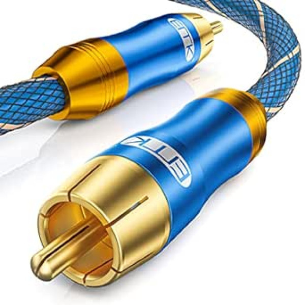 EMK Subwoofer Kabel, Digitales Koaxialkabel Cinch RCA Vergoldete Stecker Audio Kabel für Subwoofer, AV uztvērējs, Verstärker, Heimkino (Cinch zu Cinch Blau, 3M)