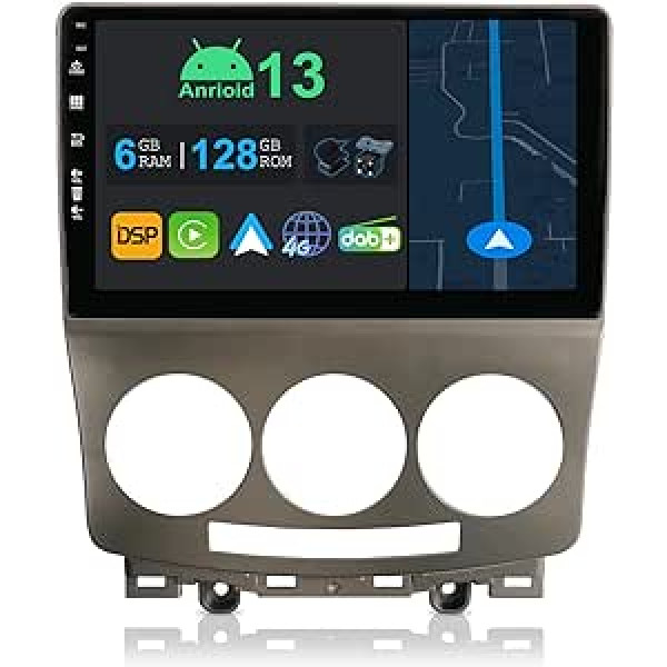 YUNTX 9 Zoll Android 13 Autoradio ar Navi Für Mazda 5 2005-2010 | Octa Core | 6GB 128GB | Eingebaut 4G LTE | CarPlay un Android Auto | DSP | DAB | HDMI | Dual Band WiFi | Bluetooth 5.0 | GPS