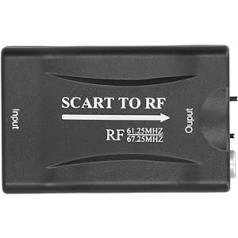ASHATA SCART-zu-RF-Konverter, CART-zu-RF-Videoadapteris 67,25 MHz / 61,25 MHz Ausgangskonverter for DVD/TV-Box/Netzwerkbox/Spielekonsole Usw.