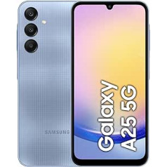 Samsung Galaxy A25 5G viedtālrunis, Simlock bezmaksas bez līguma, Android tālrunis, 128 GB, ātra uzlāde, 50 MP kamera, zila, 30 mēnešu garantija [ekskluzīva vietnē Amazon] [vācu versija]