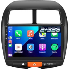 Podofo Carplay auto radio priekš Mitsubishi ASX 1/Peugeot 4008/Citroen C4, Android 2G+32G HiFi, 10 collu skārienekrāns Android auto GPS navigācija WiFi Bluetooth FM RDS radio USB auto stereo atskaņotājs