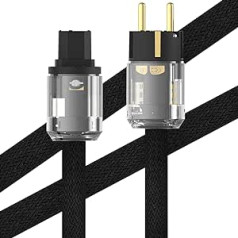 Monosaudio HiFi maitinimo kabelis 17 mm 1 m / 3,3 pėdos varinis ekranavimas IEC kabelis 2 kontaktų Hi-End OFC kintamosios srovės audiofilo maitinimo laidas su EU Schuko IEC C15 kištuku, skirtu DVD / stiprintuvui / dekoderiui / žemųjų dažnių garsiakalbiui 