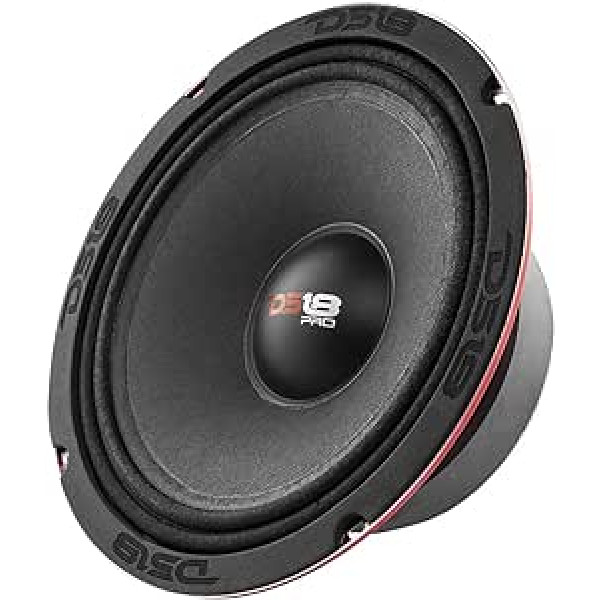 DS18 PRO-X8.4M skaļrunis — 4 collu vidējais diapazons, sarkans tērauda grozs, maks. 550 W, 275 W RMS, 8 omi — augstākās kvalitātes audio durvju skaļrunis automašīnu vai kravas automašīnu stereo skaņas sistēmai (1 skaļrunis)