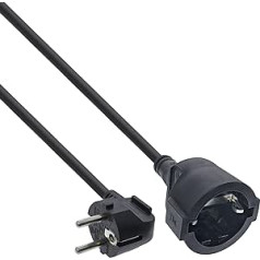 InLine Maitinimo kabelis, ilgintuvas, 10 m, įžeminimo kontaktinis kištukas kampinis/lizdas, H05VV-F, vidinis, padidinta apsauga nuo prisilietimo, juoda, 16410S