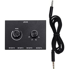 Jevina 50011313131 4 portu 3,5 mm audio slēdzis Stereo Aux audio izvēles slēdzis 4. ieeja 1 izvade 4 izvade, melna