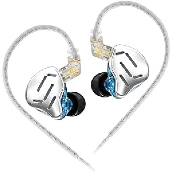 KZ Zax 16 vienību ausīs ievietojamas austiņas HiFi trokšņu samazināšanas hibrīdvadāmas IEM austiņas cinka sakausējuma austiņas ar noņemamu sudraba pārklājuma jaunināšanas kabeli