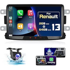 2G 64G Android 13 Car Radio 2Din Carplay ar satelīta navigācijas ierīci Renault Dacia Duster Sandero Logan Dokker 8 collu automašīnas radio stereo ar Bluetooth brīvroku sistēmu Android automašīnas RDS HI-FI WiFi atpakaļgaitas kamera