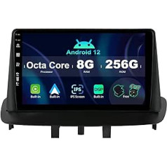 SXAUTO ¦8G+256G ¦ Android 12 IPS automašīnas radio priekš Renault Megane 3 (2008-2014) — iebūvēts Carplay/Android Car/DSP — LED kamera + MIC — DAB stūres vadība Fast Boot 360-CAM WiFi AHD — 2 DIN 9 collas