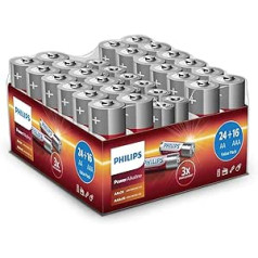 Philips LR036G40W/10 Alkaline Batteries 24 x AA, 16 x AAA Pack of 40