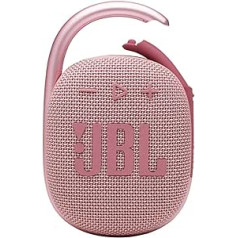 JBL Clip 4 — pārnēsājams mini Bluetooth skaļrunis, liels audio un izteiksmīgs bass, iebūvēta karabīne, skaļrunis lietošanai mājās, ārā un ceļojumiem — (rozā krāsā)