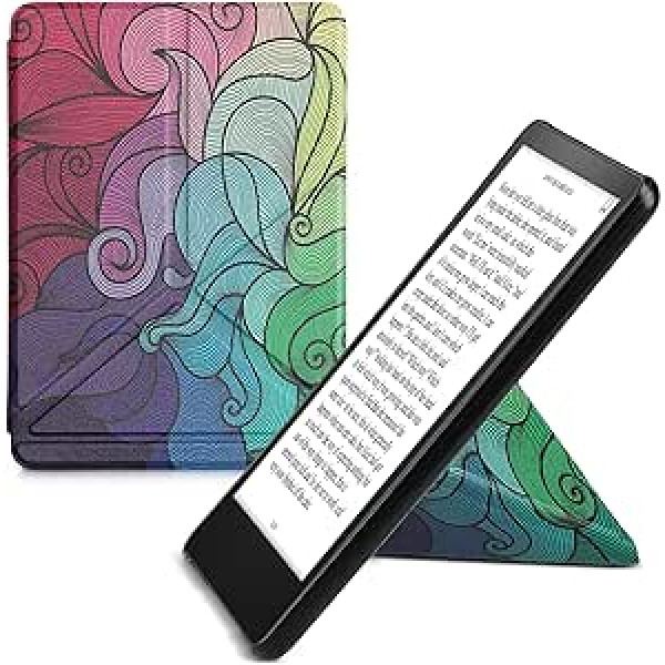 kwmobile aizsargvāciņš, kas saderīgs ar Amazon Kindle Paperwhite (11. paaudze — 2021. gads) - Mākslīgās ādas futrālis - eReader vāka futrālis - krāsa rozā zila zaļa