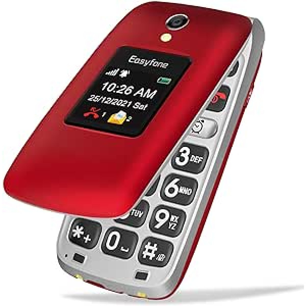 Easyfone Prime-A1 Pro GSM vecākais mobilais tālrunis salokāms mobilais tālrunis bez līguma, lielas pogas Mobilais tālrunis vienkāršs un pogas avārijas izsaukšanas funkcija, dzirdes aparāts saderīgs lodlampa un uzlāde