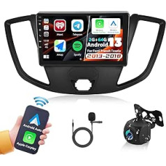 OiLiehu 2G + 64G Android 13 Double DIN radio priekš Ford Transit Tourneo Custom 2013-2019 Carplay Android Car Wireless 9 collu automašīnas radio ar ekrāna atbalstu Bluetooth/FM RDS/WiFi/GPS