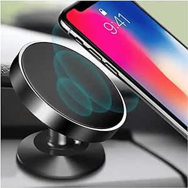 ELECTRONICSSHOP6 Magnetic Car Phone Holder, 360° Rotation with Extra Strong Magnet, Car Phone Holder Compatible with All Smartphones (Silver)