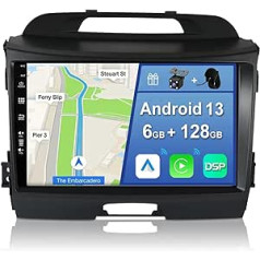 YUNTX [6 GB + 128 GB] Android 12 automašīnas radio, kas paredzēts Kia Sportage (2010-2016) - [Integrēta CarPlay/Android Car/DSP/GPS]-9 collu IPS 2.5D kamera + MIC-DAB/Stūres vadība/Spoguļa saite/Bluetooth 5,0/360