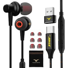 USB C austiņas ar 7.1 surround, HiFi Sound USB austiņas ar MEMS mikrofonu, skaņas izslēgšanas poga Samsung Galaxy S22 S21 S20 Ultra Plus Huawei P40 P30 P20, austiņas ar kabeli PC klēpjdatoram Gaming Mac