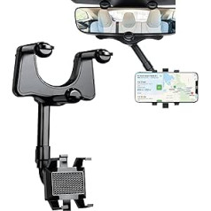 ProjectFont mobilā tālruņa turētājs automašīnai aizmugurējā skata spoguļam mobilā tālruņa turētājs viedtālruņiem no 2 līdz 8 collām, universāls 360 grādu pagriežams ar vienu roku