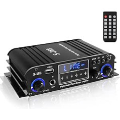 Etlephe 4 kanālu mini pastiprinātājs HiFi pastiprinātājs Bluetooth 5.0 stereo pastiprinātājs 1200W FM radio Pārnēsājama SD karte USB ieeja FM radio mājām vai automašīnai 50W x4