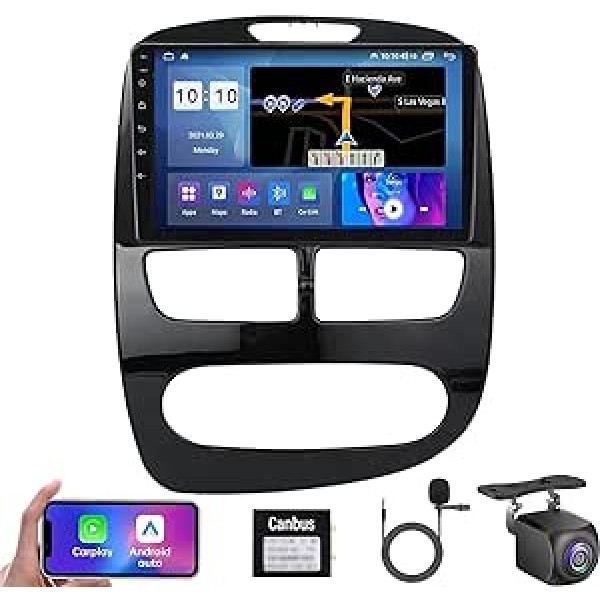 Android 13 Car Radio for R-enault Clio 4 2012-2016 Car Stereo 10 Collu Touchscreen 4G WiFi 4+64G GPS Navigation with CarPlay Bluetooth SWC DSP USB Mirror Link Stūres vadība AHD kamera