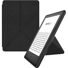 MyGadget Origami futrālis Amazon Kindle Paperwhite 10. paaudzei (2019. gada modelis — J9G29R — 6 collas) — mākslīgā āda — automātiska miega/pamošanās funkcija — pārvelkamais futrālis melnā krāsā