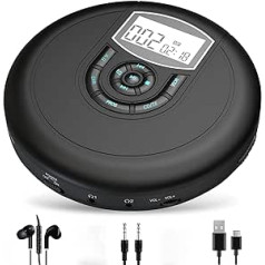 CD Player Portable with Speaker and Double Headphone Jacks, Woukksy Rechargeable CD Player with 2000 mAh Batteries, Portable Discman Anti-Skip for Kids/Girls/Boys/Car