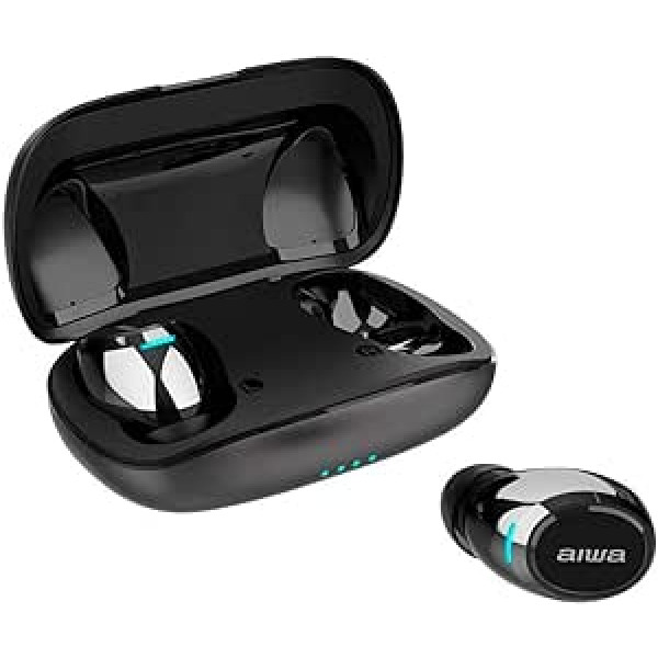 Aiwa AURICULAR Bluetooth INTRAUDITIVO EBTW-850 Black Gravity BT 5.0 TWS APT-X draiveris 9 mm IPX5 Premium Metal ESTUCHE DE RECARGA C