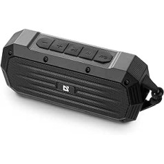 Defender Octagon Bluetooth Speaker, Portable IPX5 Bluetooth Box with Built-in FM Radio, MP3, MicroSD, Stereo Pairing, Lightweight, Perfect for Home and Outdoor, Black