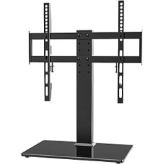 Universal TV Stand - Table TV Stand for 27-55 Inch LCD LED TVs - 9-Level Height-Adjustable TV Base with Tempered Glass Base and Cable Management, VESA 400 x 400 mm HT08B-001