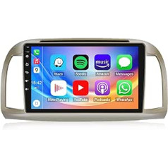 CAMECHO Android 12 automašīnas radio ar satelīta navigācijas ierīci Nissan Micra 3 K12 2002-2009, dubultā DIN automašīnas radio ar Carplay Android Car, 9 collu ekrānu RDS/FM Bluetooth un USB + atpakaļgaitas kameru